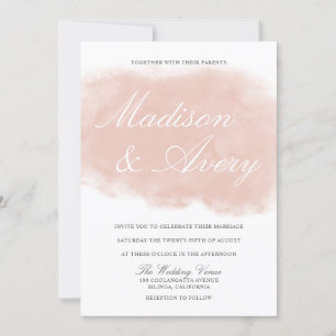 Modern Blush Pink Waterverf Splash Wedding Kaart