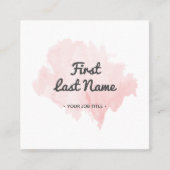 Modern Blush Pink Waterverf Square Visitekaartje (Voorkant)