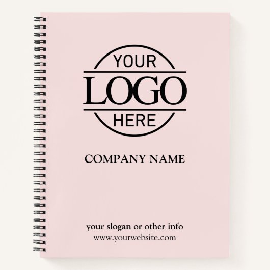 Modern Blush Pink Zakelijk Bedrijf Logo Notitieboek (Voorkant)