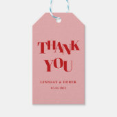 Modern Blush Red Bold Font THANK YOU Wedding  Cadeaulabel (Voorkant)