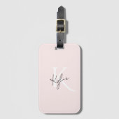 Modern Blush Roos Gepersonaliseerde Monogram Naam  Bagagelabel (Voorkant (verticaal))