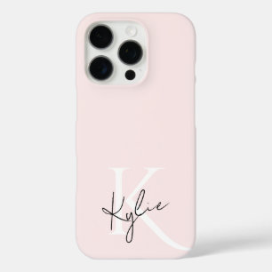 Modern Blush Roos Gepersonaliseerde Monogram Naam iPhone 16 Pro Hoesje