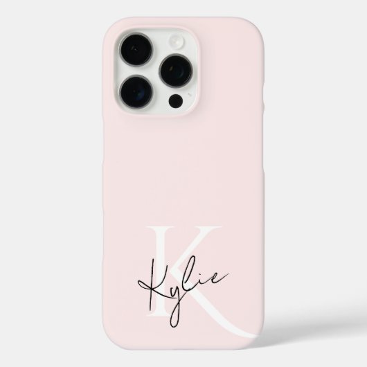 Modern Blush Roos Gepersonaliseerde Monogram Naam  Case-Mate iPhone Case (Achterkant)