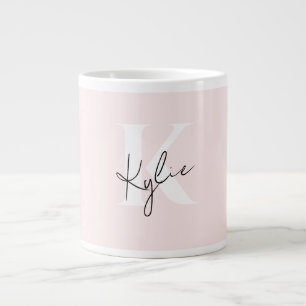 Modern Blush Roos Gepersonaliseerde Monogram Naam  Extra Grote Beker