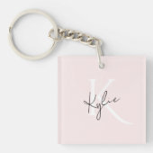 Modern Blush Roos Gepersonaliseerde Monogram Naam  Sleutelhanger (voorkant)