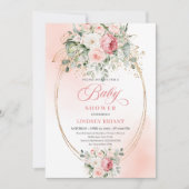 Modern Blush Rose Gold Girl Baby Shower Invitation (Devant)