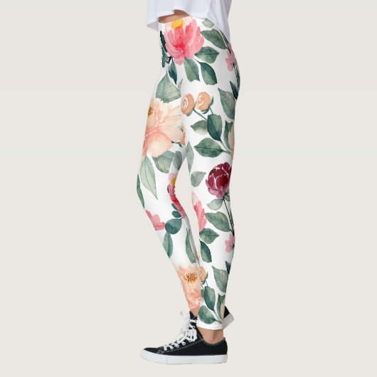 Modern Blush Roses Bloemen Leggings (Links)