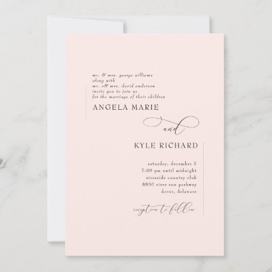 Modern Blush Roze beide ouders Weddenschap Kaart (Voorkant)