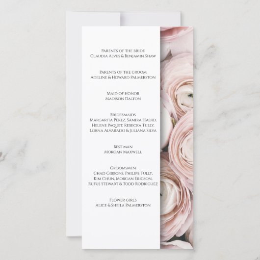 Modern Blush Roze bloem elegante bruiloft programm (Achterkant)