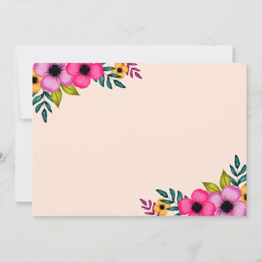 Modern Blush Roze Bloemen Minimale bruiloft Bedankkaart (Achterkant)