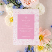 Modern Blush Roze Bloemen Toile Wedding