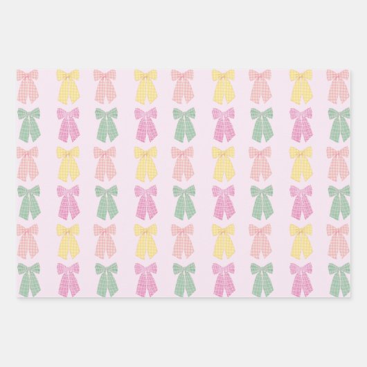 Modern Blush Roze Coquette Haar Boog Patroon Inpakpapier Vel (Voorkant 3)