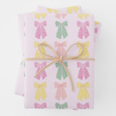 Modern Blush Roze Coquette Haar Boog Patroon Inpakpapier Vel (In situ)