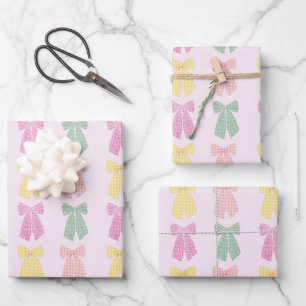 Modern Blush Roze Coquette Haar Boog Patroon Inpakpapier Vel