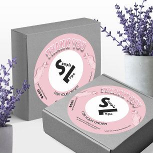 Modern Blush Roze Dank u Bedrijf Business Logo Ronde Sticker