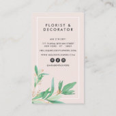 Modern blush roze elegante groene botanische minim visitekaartje (Achterkant)