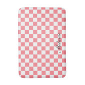 Modern Blush Roze en Wit Geruit Badmat (Voorkant Verticaal)