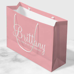 Modern Blush Roze Gepersonaliseerd Bruidsmeisje Vo Groot Cadeauzakje