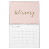 Modern blush roze goud script maand girly chic kalender (Feb 2026)