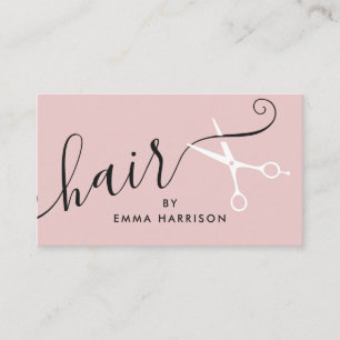 Modern blush roze haarstylist witte schaar logo visitekaartje