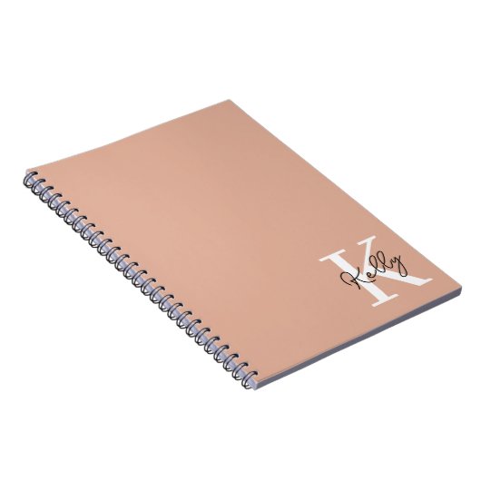 Modern Blush Roze Monogram Script Notitieboek (Rechterzijde)