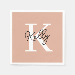 Modern Blush Roze Monogram Script Servet