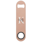 Modern Blush Roze Monogram Script Speed Flessenopener (Achterkant)