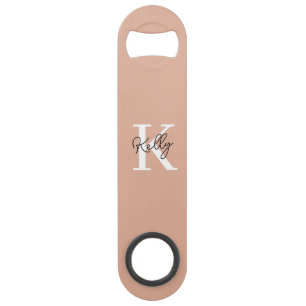 Modern Blush Roze Monogram Script Speed Flessenopener