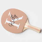 Modern Blush Roze Monogram Script Tafeltennisbatje (Zijkant)