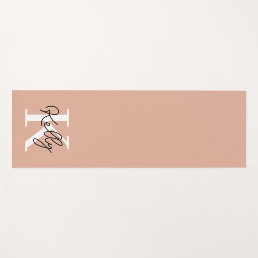 Modern Blush Roze Monogram Script Yogamat (Voorkant (horizontaal))
