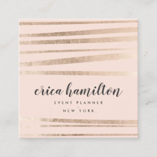 Modern blush roze rose goud folie geometrische str vierkante visitekaartje