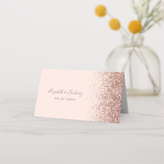 Modern Blush Roze Rose Goud Glitter Edge Bruiloft (Achterkant)