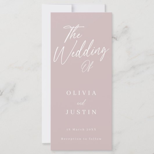 Modern Blush Roze Script Huwelijksprogramma (Voorkant)