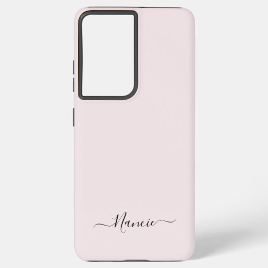 Modern Blush Roze Script met aangepaste naam Samsung Galaxy Hoesje (Achterkant)