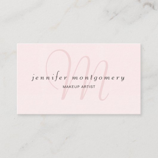 Modern Blush Roze Waterverf Monogrammed Visitekaartje (Voorkant)