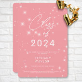 Modern Blush Roze & Wit Sparkle Afstuderen Aankondiging