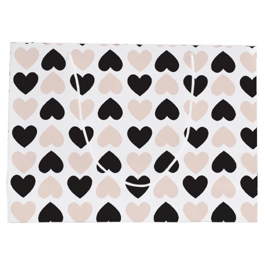 Modern Blush Roze Zwart Liefde Harten Patroon Groot Cadeauzakje (Achterkant)