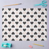 Modern Blush Roze Zwart Liefde Harten Patroon Tissuepapier (Craft)