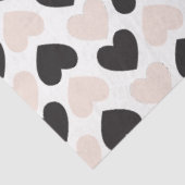 Modern Blush Roze Zwart Liefde Harten Patroon Tissuepapier (Detail)