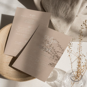 Modern blush Sinaasappel Boho alles in één bruilof Kaart