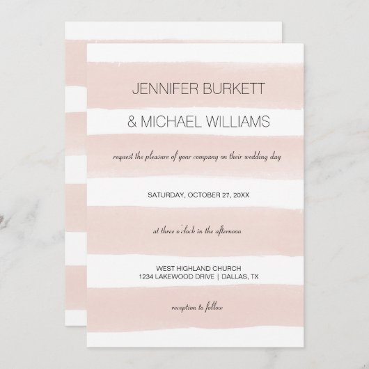 Modern Blush Stripes Kaart (Voorkant / Achterkant)