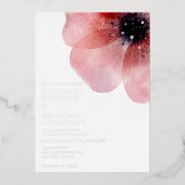 Modern Blush Waterverf Poppy Wedding Silver Folie Uitnodiging (Voorkant)
