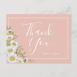 Modern Blush & White Daisies Weddenschap Bedankt Briefkaart