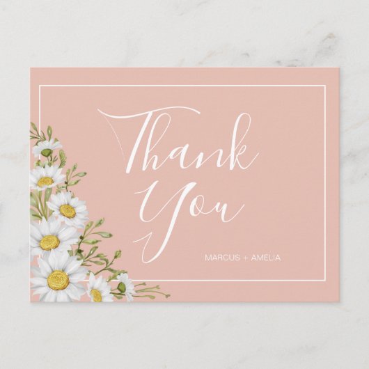 Modern Blush & White Daisies Weddenschap Bedankt Briefkaart (Voorkant)