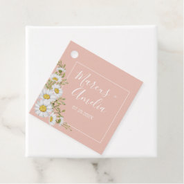 Modern Blush & White Daisies Wedding Bedankjes Labels