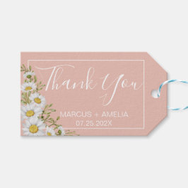 Modern Blush & White Daisies Wedding Cadeaulabel