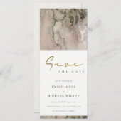 MODERN BLUSKY ROOS GOLD AGATE SAVE THE DATE KAART (Voorkant / Achterkant)