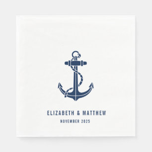 Modern Boat Anchor Beach Wedding Party Paper Servet