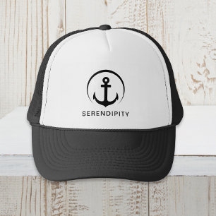 Modern Boat Anchor Monogram Zwart Trucker Pet