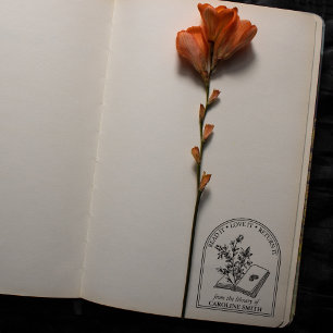 Modern Boek Bloem Van de Bibliotheek Van Rubberstempel